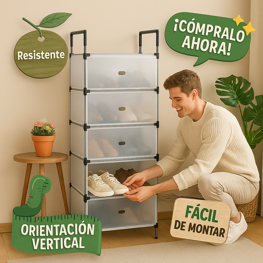 ORGANIZADOR DE ZAPATOS I 6 NIVELES I CON TAPA ANTIPOLVO