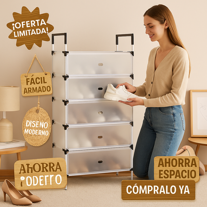 ORGANIZADOR DE ZAPATOS I 6 NIVELES I CON TAPA ANTIPOLVO